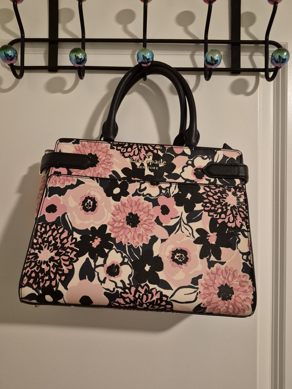 Kate Spade Pink Floral Medium Leather Tote Rosa Daisy Pattern